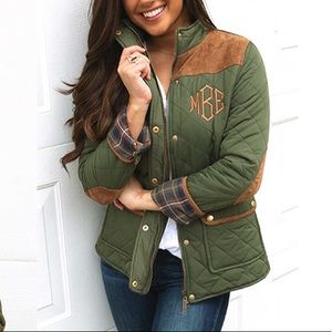 NWOT Quilted Puffer Barn Coat w/ Faux Suede